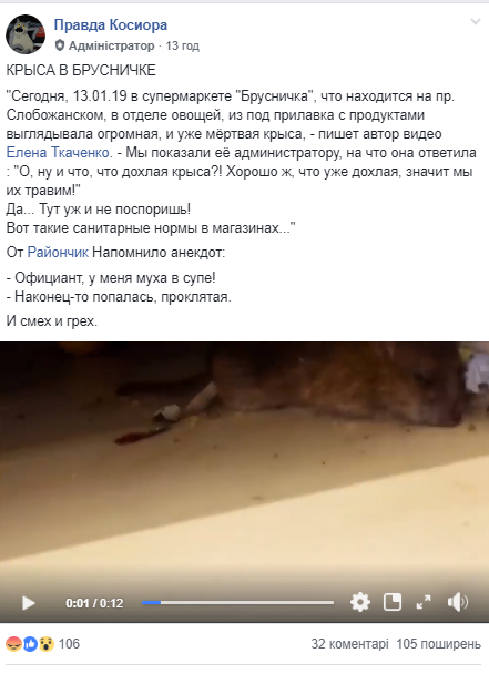 В Днепровском супермаркете люди нашли дохлую крысу - рис. 1