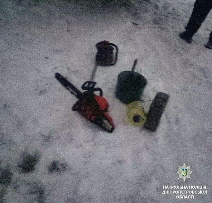 В Днепре сотрудники полиции поймали мужчин, которые незаконно вырубали деревья на Парусе - рис. 2