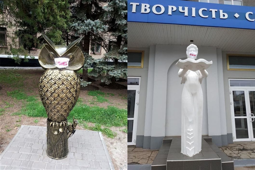 Активисты Кривого Рога надели маски на памятники, чтобы они не дышали канцерогенами - рис. 8