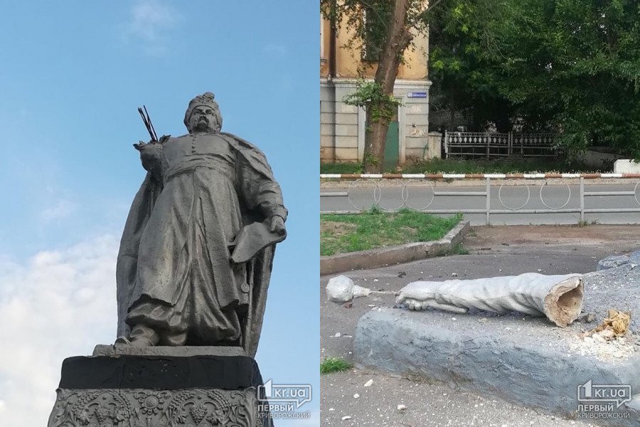 В Кривом Роге у памятника Богдану Хмельницкому отпала рука - рис. 1