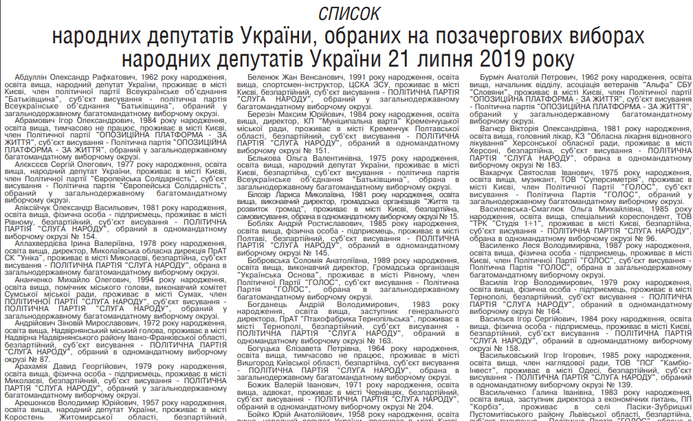 Опубліковано офіційний список новообраних нардепів - рис. 1