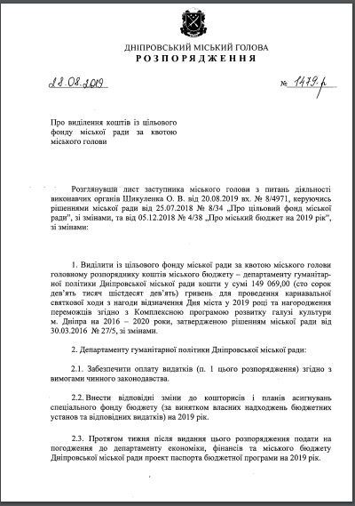 У Дніпрі витратять майже 150 тисяч гривень на проведення карнавальної ходи - рис. 1