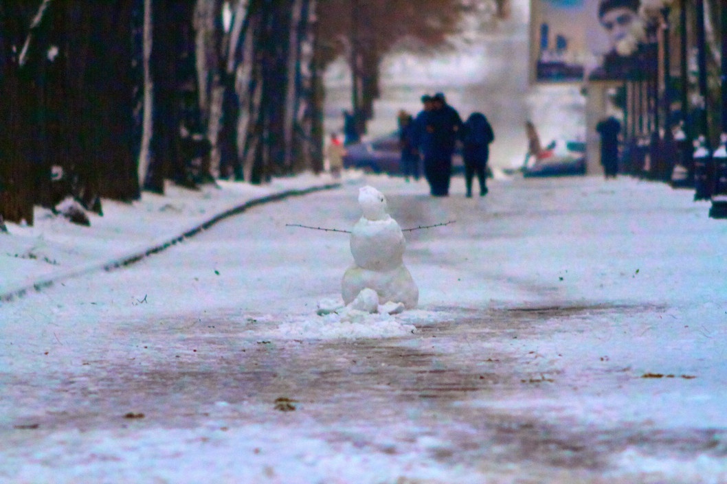 Первый снеговик в Днепре, декабрь 2019 года.