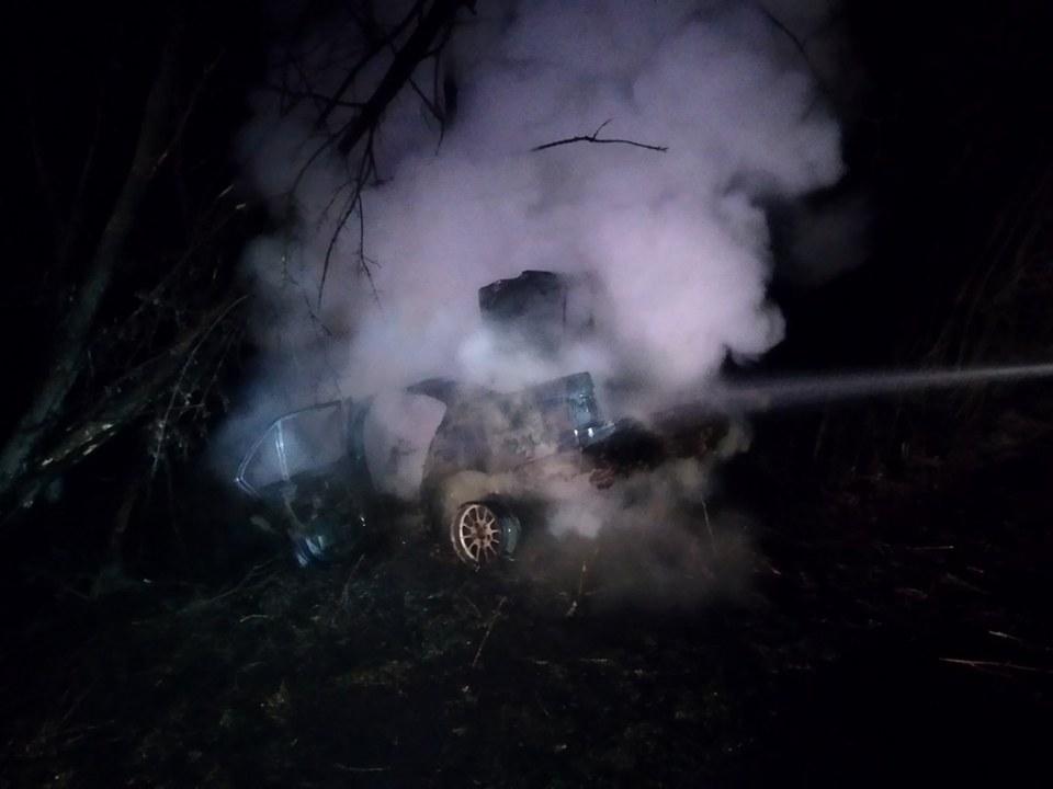Выгорел дотла: под Днепром автомобиль вылетел с дороги и загорелся - рис. 1
