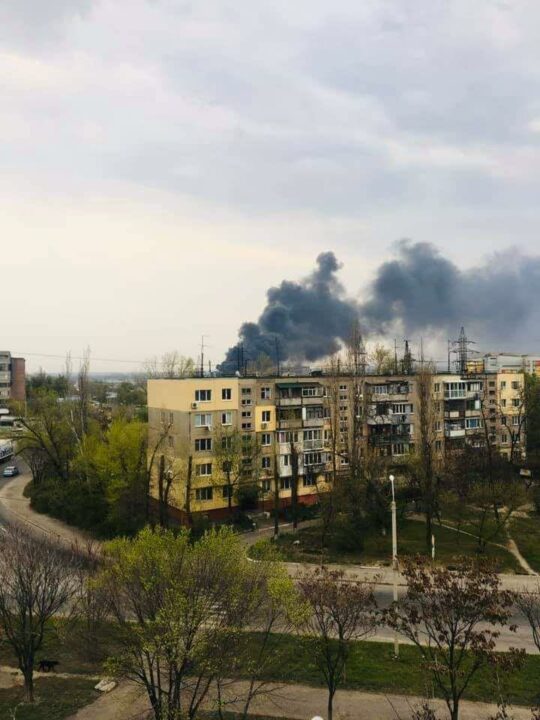 Пожар на левом берегу в Днепре