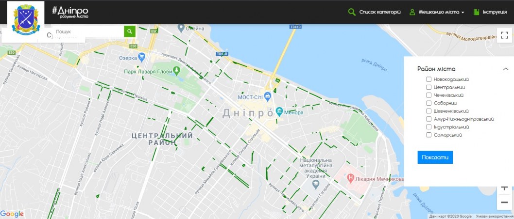 Онлайн-карта парковок Днепр