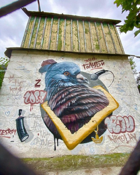 В Днепре на Победе появилось новое граффити с "козырным" голубем (ФОТО) - рис. 2