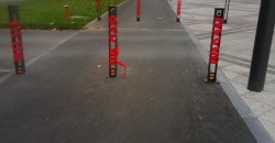В Днепре на Победе антипарковочные столбики на велодорожке обмотали красной лентой - рис. 2