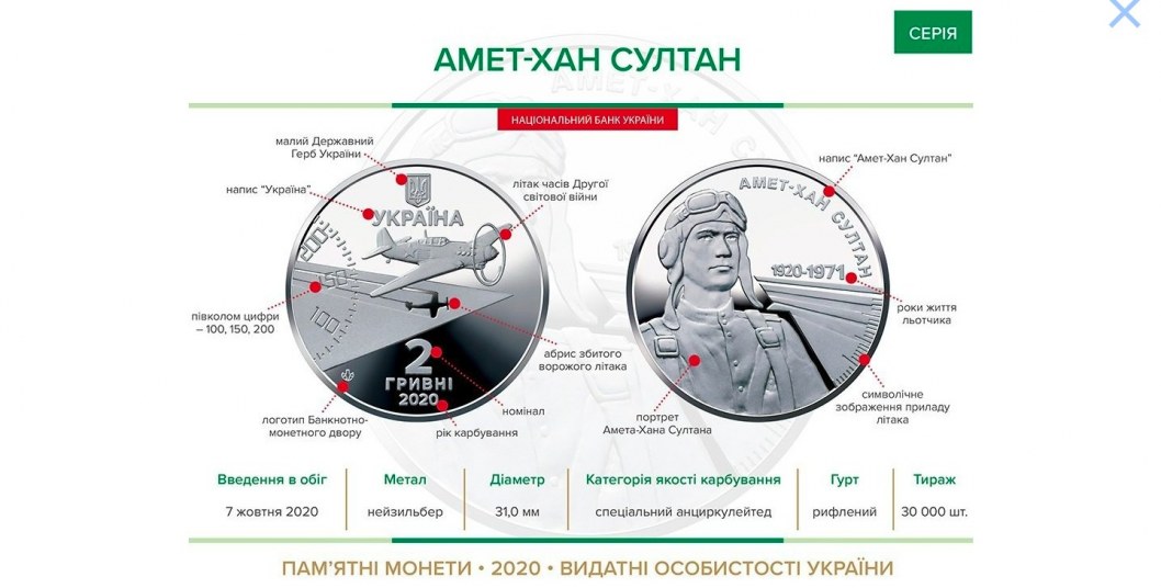 В Украине появится монета, посвященная крымскотатарскому летчику   - рис. 1