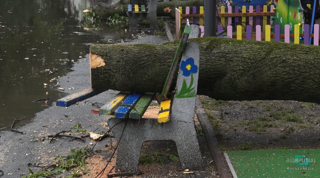 В Днепре затопило парк Глобы, а ветер обрушил деревья на аттракционы (ФОТО) - рис. 7