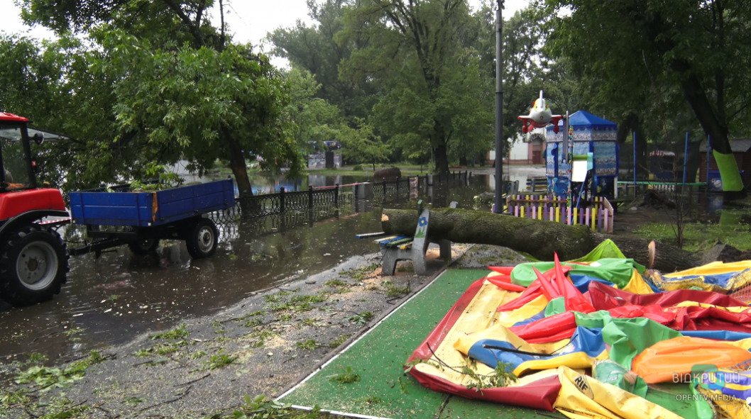 В Днепре затопило парк Глобы, а ветер обрушил деревья на аттракционы (ФОТО) - рис. 5