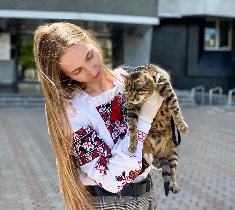 Любит ласку и людей: в днепровском горсовете живет слепая кошка (Видео) - рис. 1