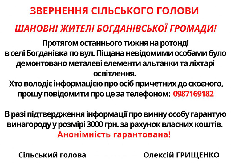 Вознаграждение 3 000 гривен: под Днепром ищут расхитителя фонарей - рис. 1