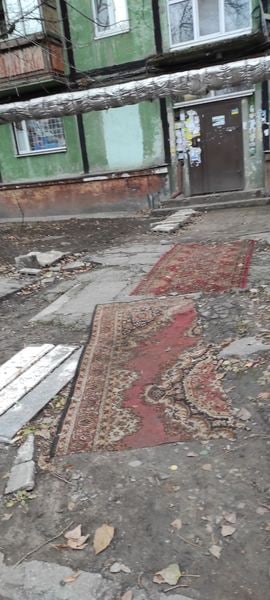 По-богатому: в Днепре дорогу к подъезду выстелили коврами - рис. 1