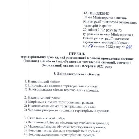 Девять громад Днепропетровщины вошли в список ОТГ страны, пострадавших от войны - рис. 1