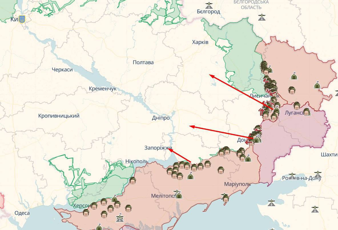 У ГУР МО назвали три можливі напрями наступу військ РФ в Україні