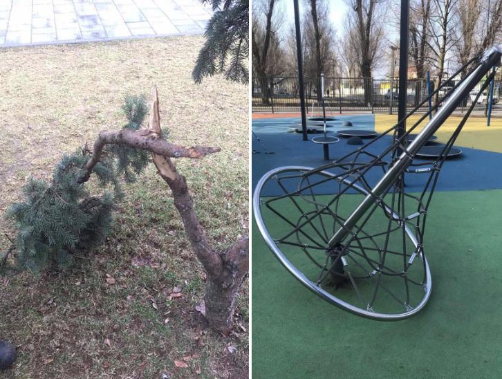 Срезанные тренажеры и сломанные фонари: в Днепре вандалы разгромили сквер Семенова - рис. 1
