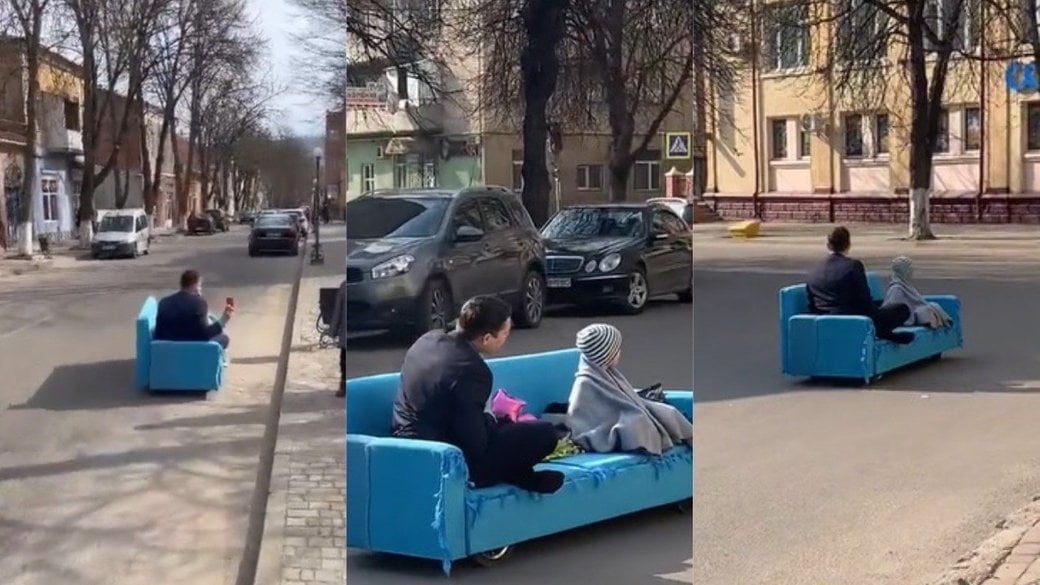 Самоходный диван: на Тернопольщине замечено необычное транспортное средство