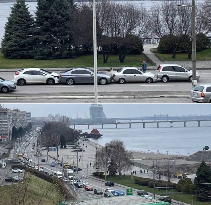 У Дніпрі на Набережній зіткнулися чотири автівки: рух транспорту ускладнено - рис. 1