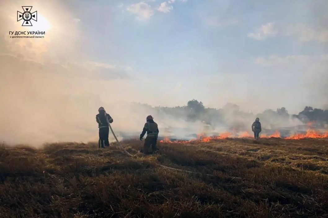 В Днепропетровской области во время пожара на поле пострадал мужчина - рис. 1