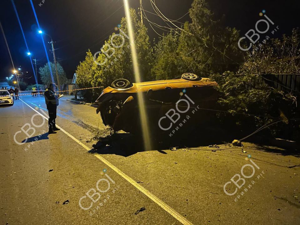 У Кривому Розі п’яний водій протаранив стовп: в салоні перебували діти