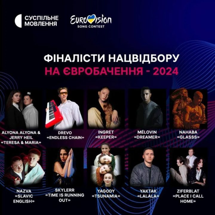 Оголошено 10 фіналістів Наацвідбору на Євробачення-2024