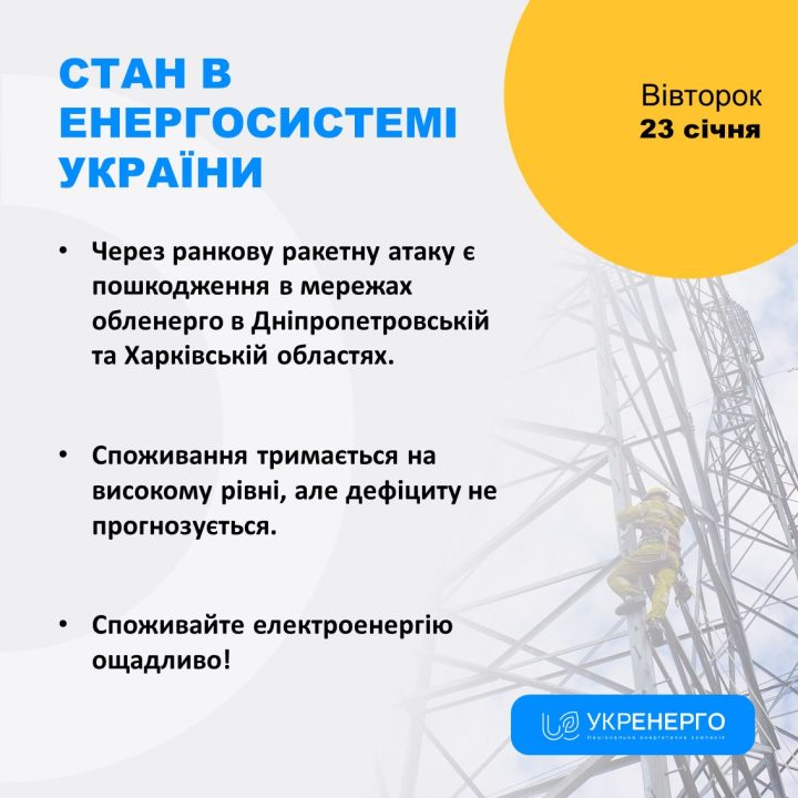 Через ранкову ракетну атаку окупантів є пошкодження в мережах обленерго на Дніпропетровщині - рис. 1