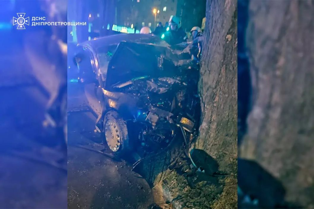 На Днепропетровщине Skoda на скорости влетела в дерево и загорелась: водителя и пассажира госпитализировали - рис. 1