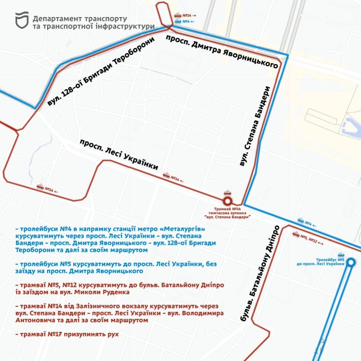 У Дніпрі зміниться рух транспорту у зв'язку з ремонтом на перетині проспекту Лесі Українки та вулиці Степана Бандери - рис. 2